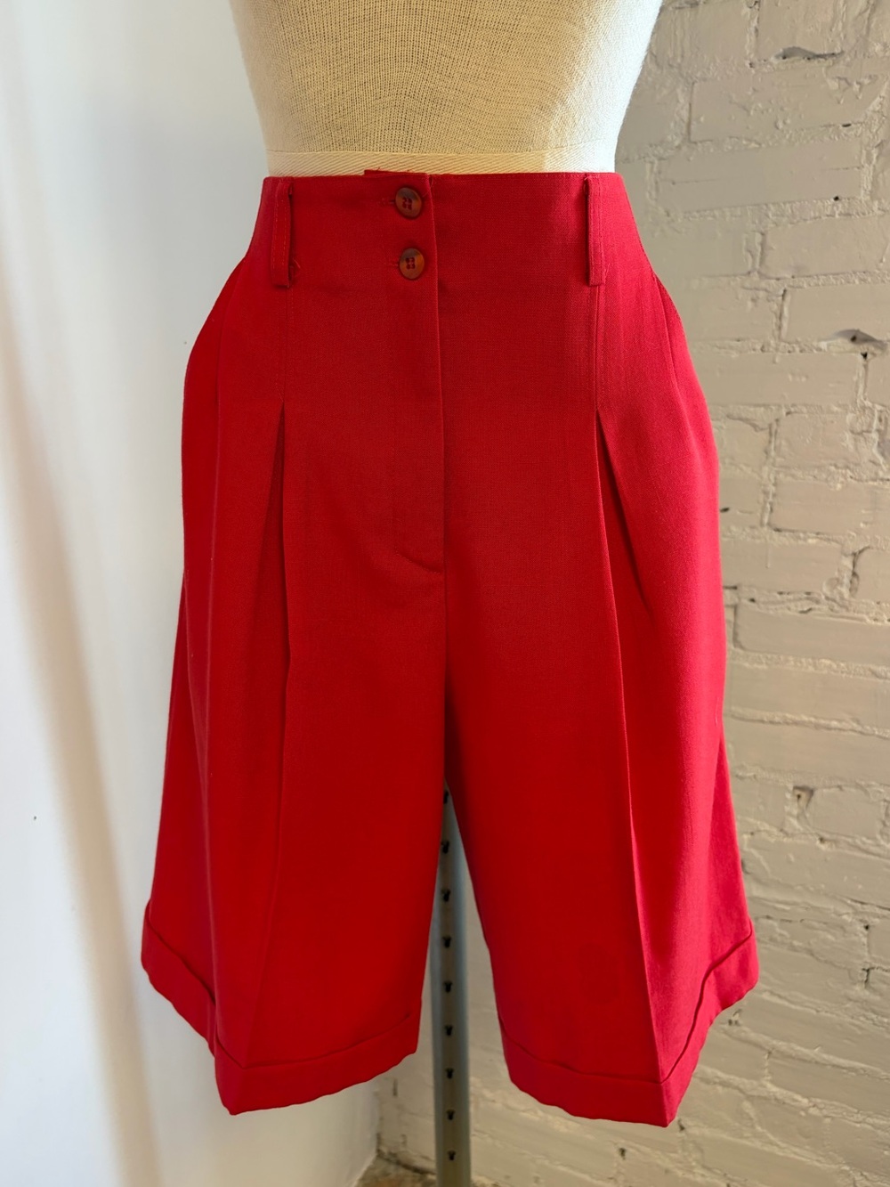 1980s Red High-Waist Walking Shorts